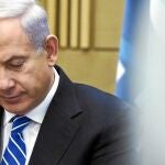 El primer ministro israelí, Benjamin Netanyahu, durante una reunión en el Parlamento