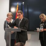 El expresidente catalán Artur Mas, junto a las exconselleres Joana Ortega e Irene Rigau