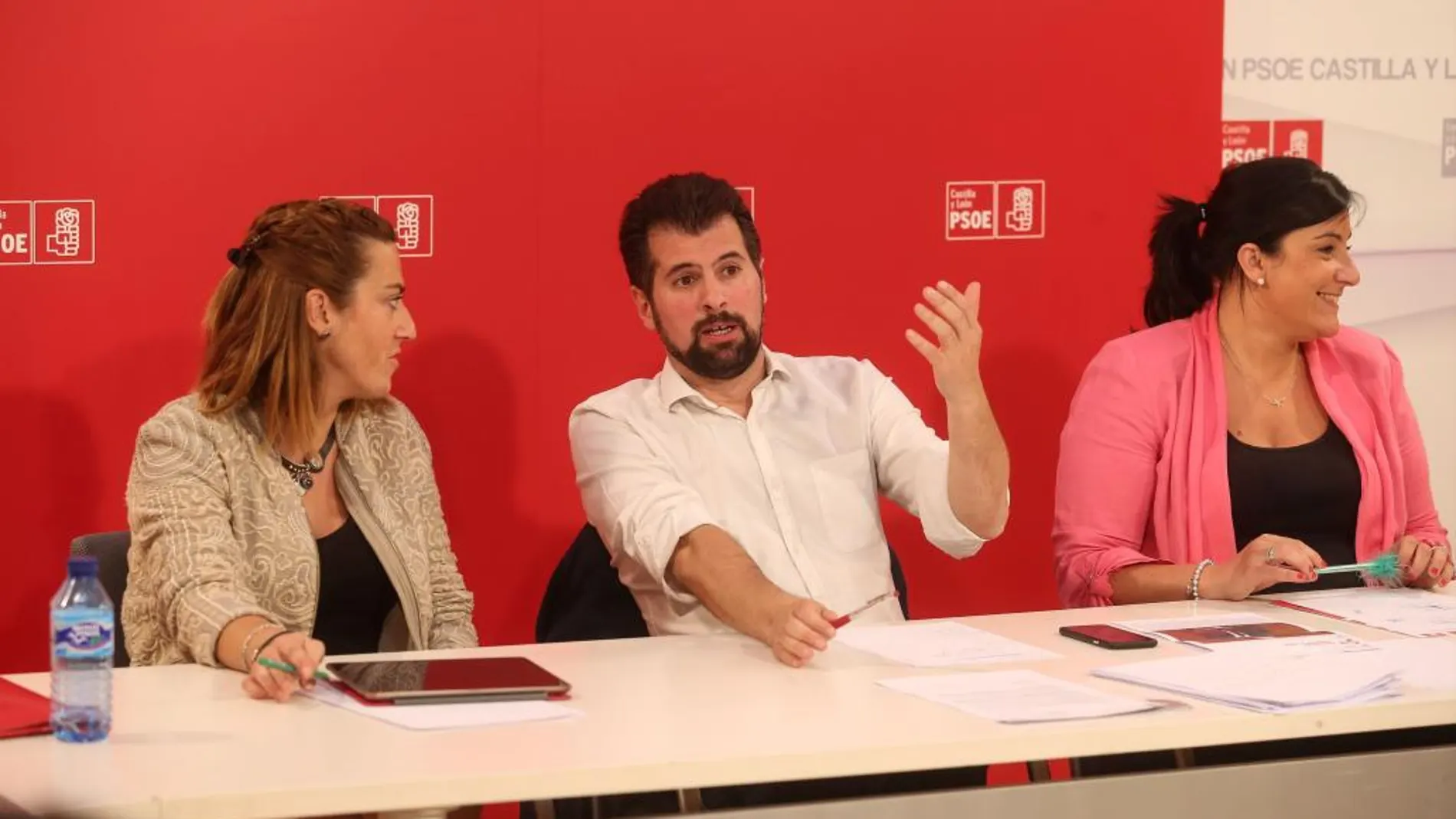 Luis Tudanca preside la Ejecutiva Autonómica del PSOE de Castilla y León, junto a Virginia Barcones y Ana Sánchez
