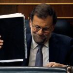El presidente del Gobierno en funciones, Mariano Rajoy, durante el debate de investidura