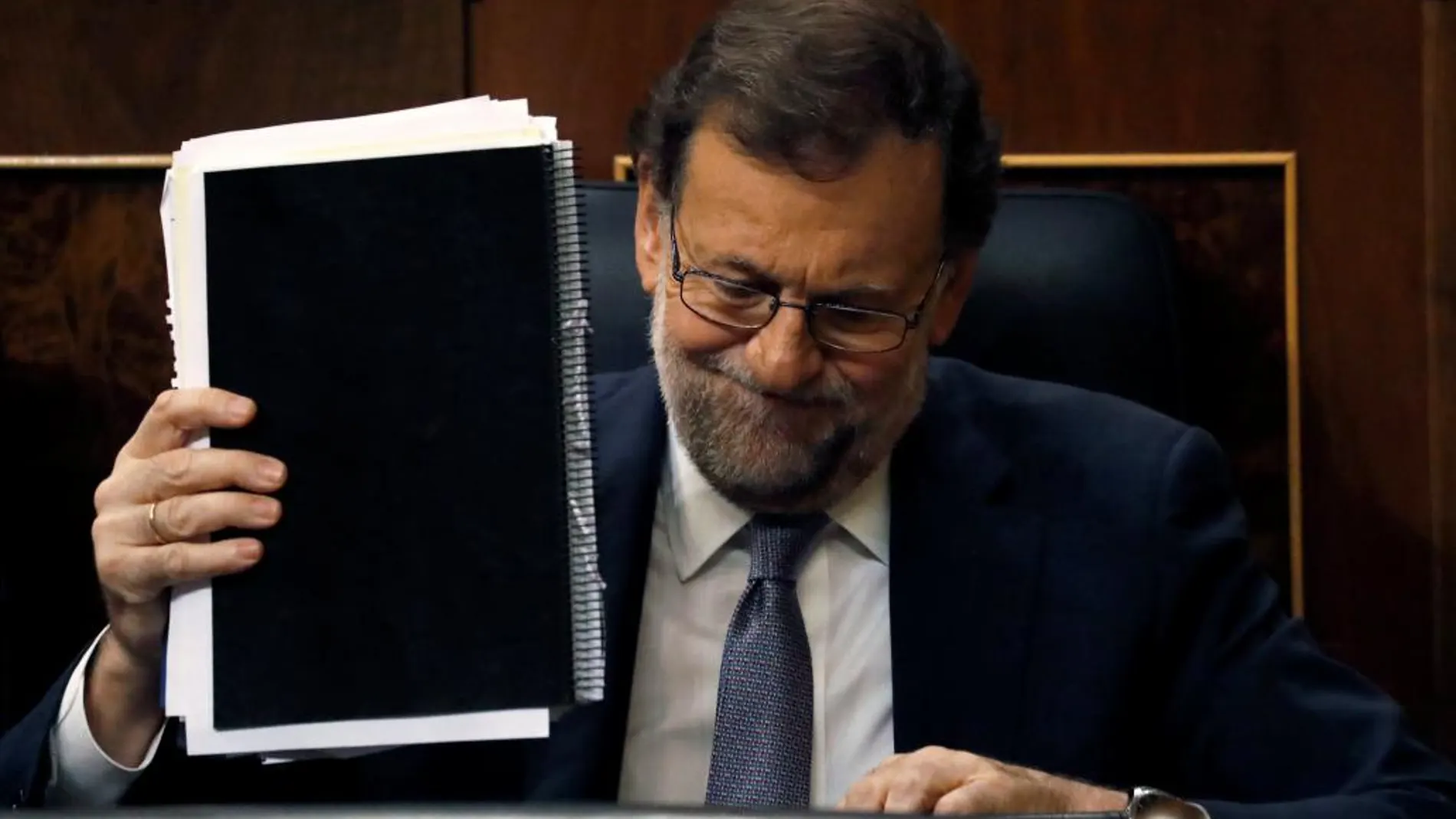 El presidente del Gobierno en funciones, Mariano Rajoy, durante el debate de investidura