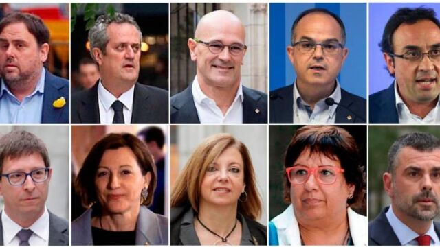 Oriol Junqueras, Joaquim Forn, Raül Romeva, Jordi Turull, Josep Rull, Carles Mundó, Carmen Forcadell, Meritxell Borrás, Dolors Bassa y Santiago Vila/ Efe