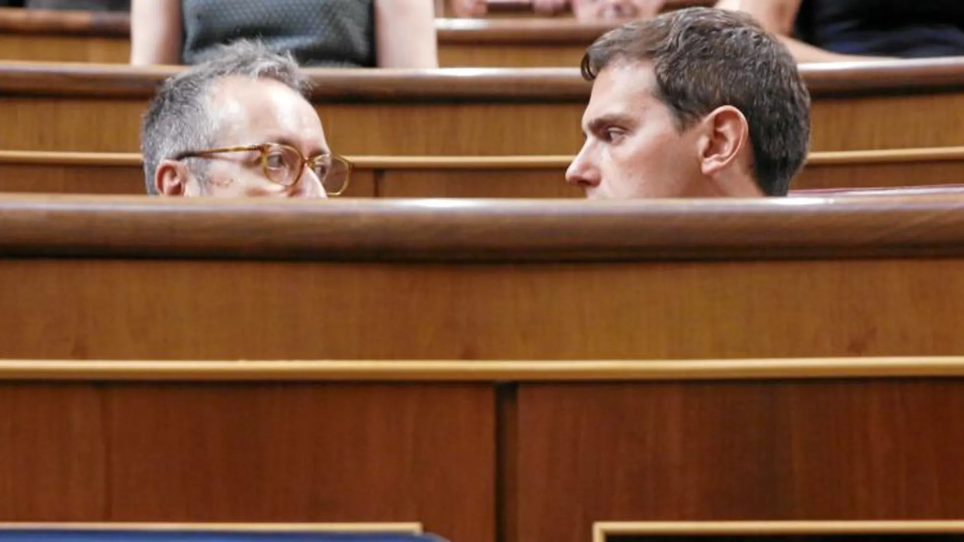 Juan Carlos Girauta y Albert Rivera (en la imagen, en el Congreso de los Diputados), puntales de Ciudadanos, se han distanciado en los últimos meses