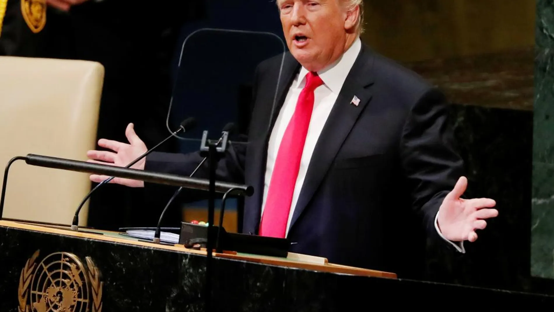 El presidente de EEUU, Donald Trump. durante su discurso ante la Asamblea General de la ONU / Reuters