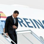 El presidente del Gobierno, Pedro Sánchez, a su llegada el martes a Santa Cruz (Bolivia) como parte de la gira por Latinoamérica en la que se encuentra inmerso