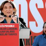 La alcaldesa Ada Colau y el líder de Podemos, Pablo Iglesias, ayer en el acto celebrado en Nou Barris, en Barcelona.
