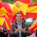 El presidente del PP, Pablo Casado, en la clausura de un acto de Nuevas Generaciones de Andalucía en Sevilla/Foto: Efe