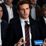 Casado interviene durante el acto de presentación de los cabeza de lista del partido. EFE/Víctor Lerena