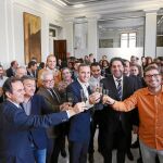 César Sánchez durante el tradicional brindis navideño que ofreció ayer a los medios de comunicación