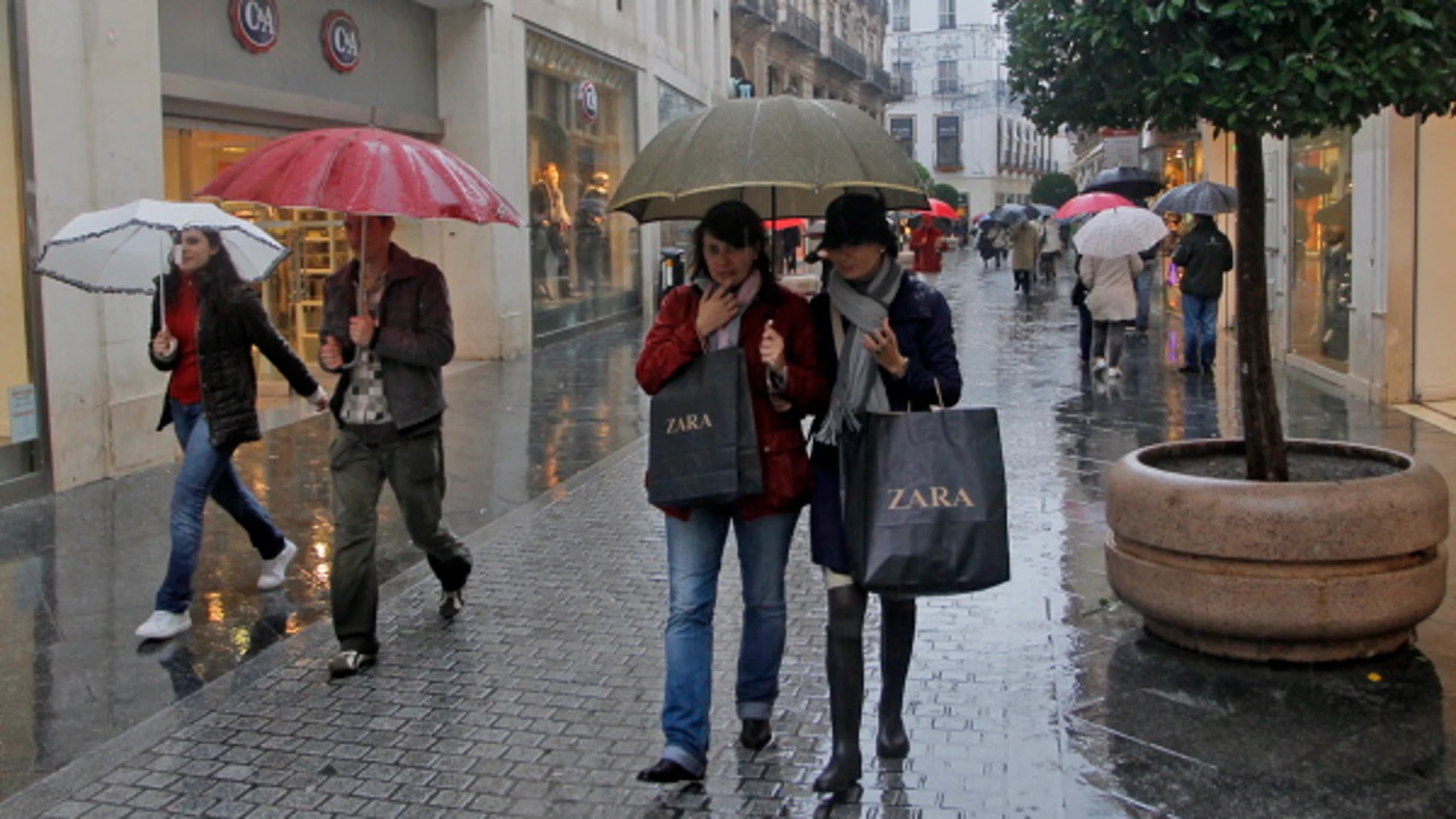 De compras en un día lluvioso
