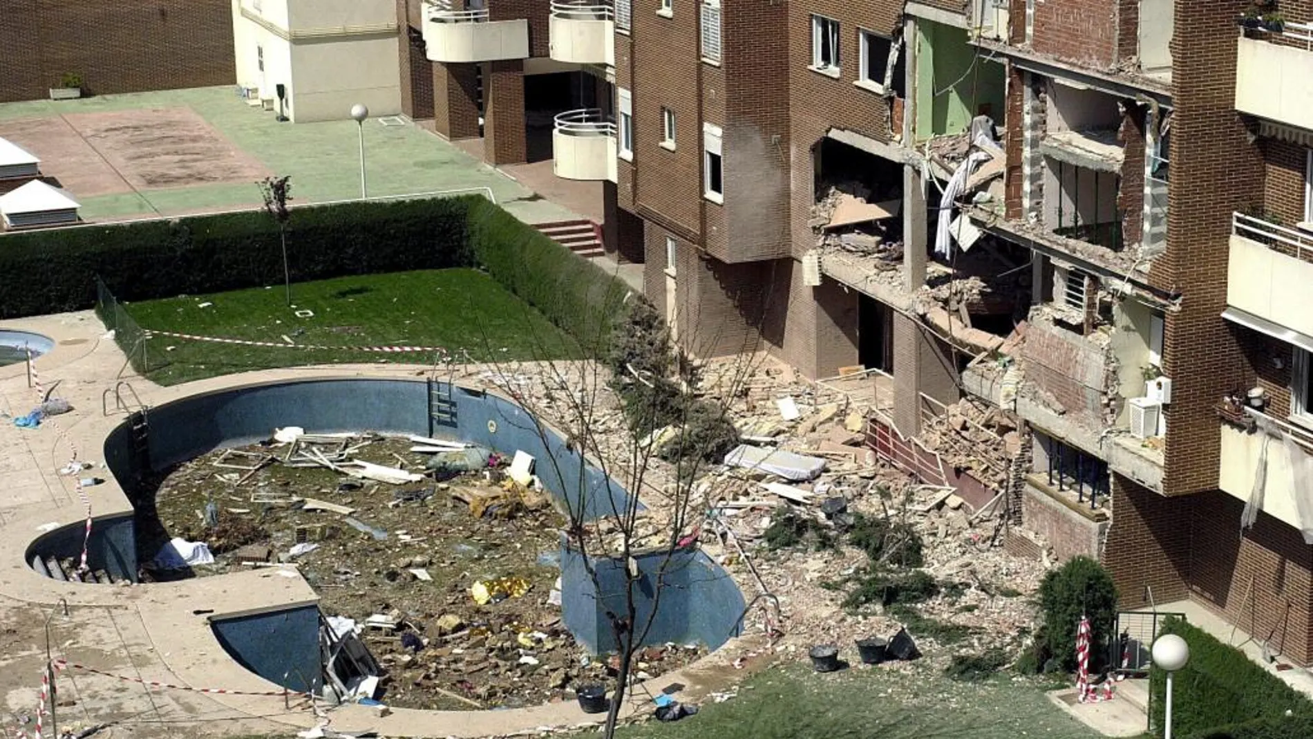 Estado en el que quedó el edificio de Leganés tras la explosión provocada por los terroristas el 3 de abril de 2004