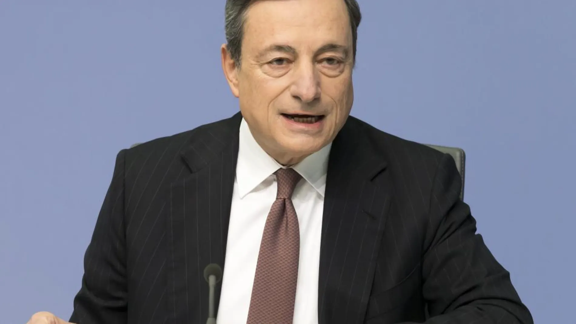 El presidente del Banco Central Europeo, Mario Draghi, durante la rueda de prensa en la sede del banco en Fráncfort (Alemania)