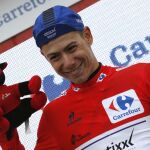 David de la Cruz (Etixx) en el podium tras ganar la novena etapa de la Vuelta a España