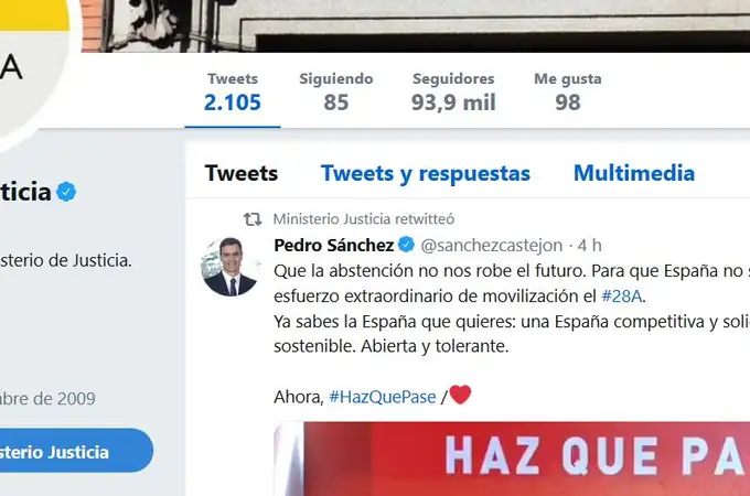 Justicia dice que retuitearon “por accidente” los mensajes partidistas de Pedro Sánchez