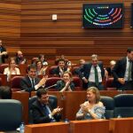 Los procuradores del PP aplauden, satisfechos, tras aprobarse los Presupuestos Generales de la Comunidad de este año