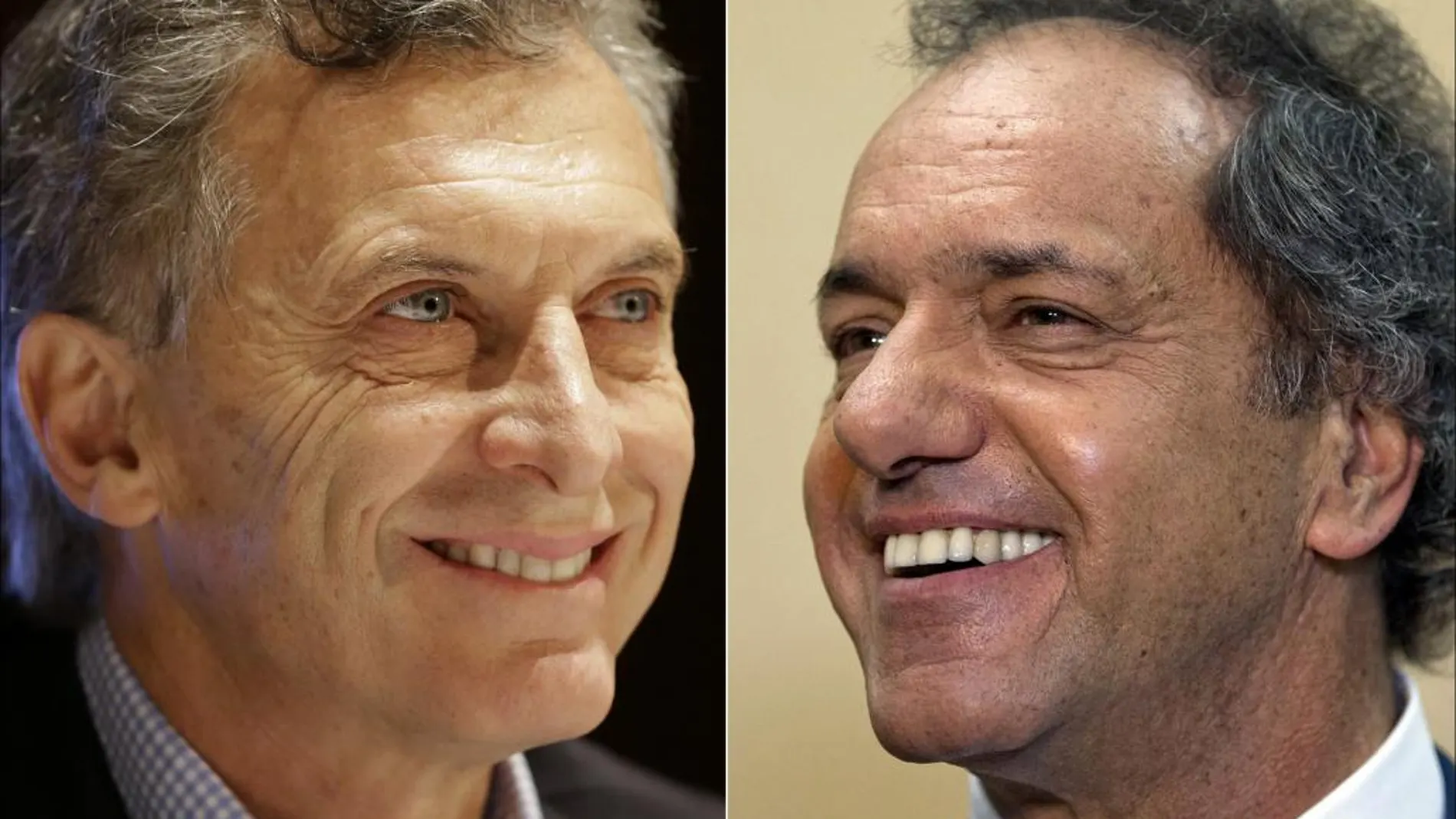 Los candidatos Mauricio Macri (izquierda) y Daniel Scioli (derecha)