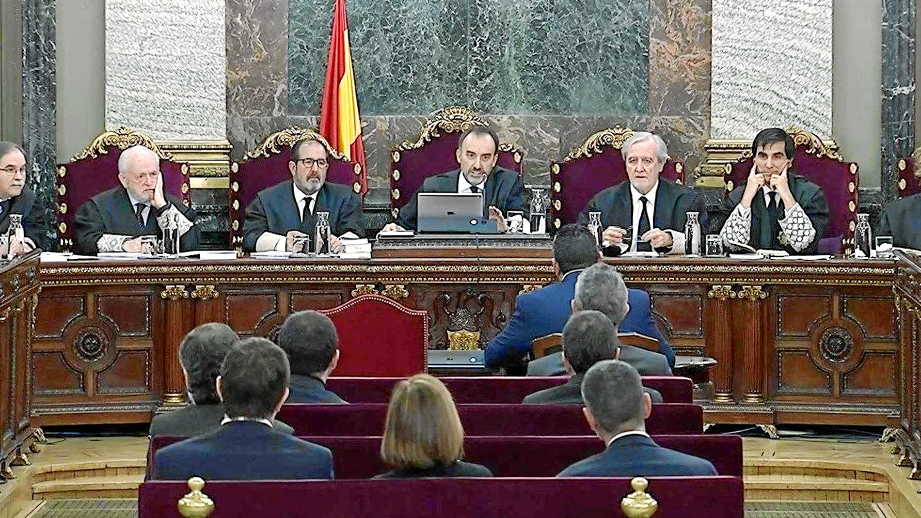 El tribunal que juzga el «procés», durante la sesión de ayer en el Supremo