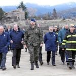 El Príncipe llega a la zona del simulacro acompañado por Herrera, Fernández Díaz y autoridades militares