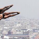Imagen de la polución de la ciudad durante los mundiales de natación