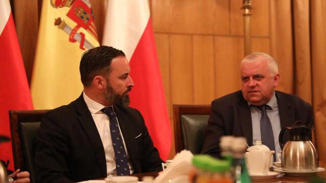 El líder de Vox, Santiago Abascal con el presidente del partido polaco Ley y Justicia, Kaczynski