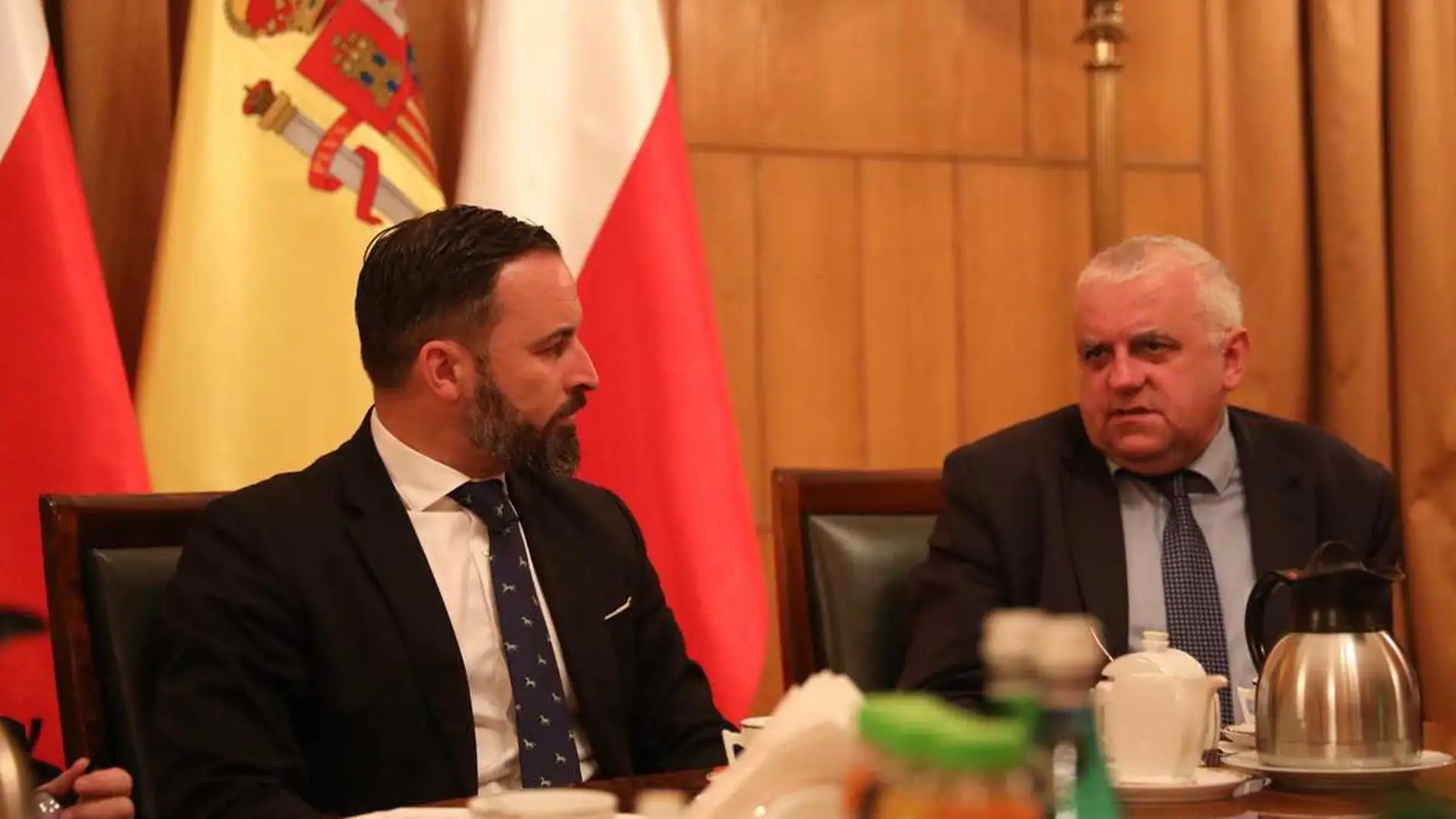 El líder de Vox, Santiago Abascal con el presidente del partido polaco Ley y Justicia, Kaczynski
