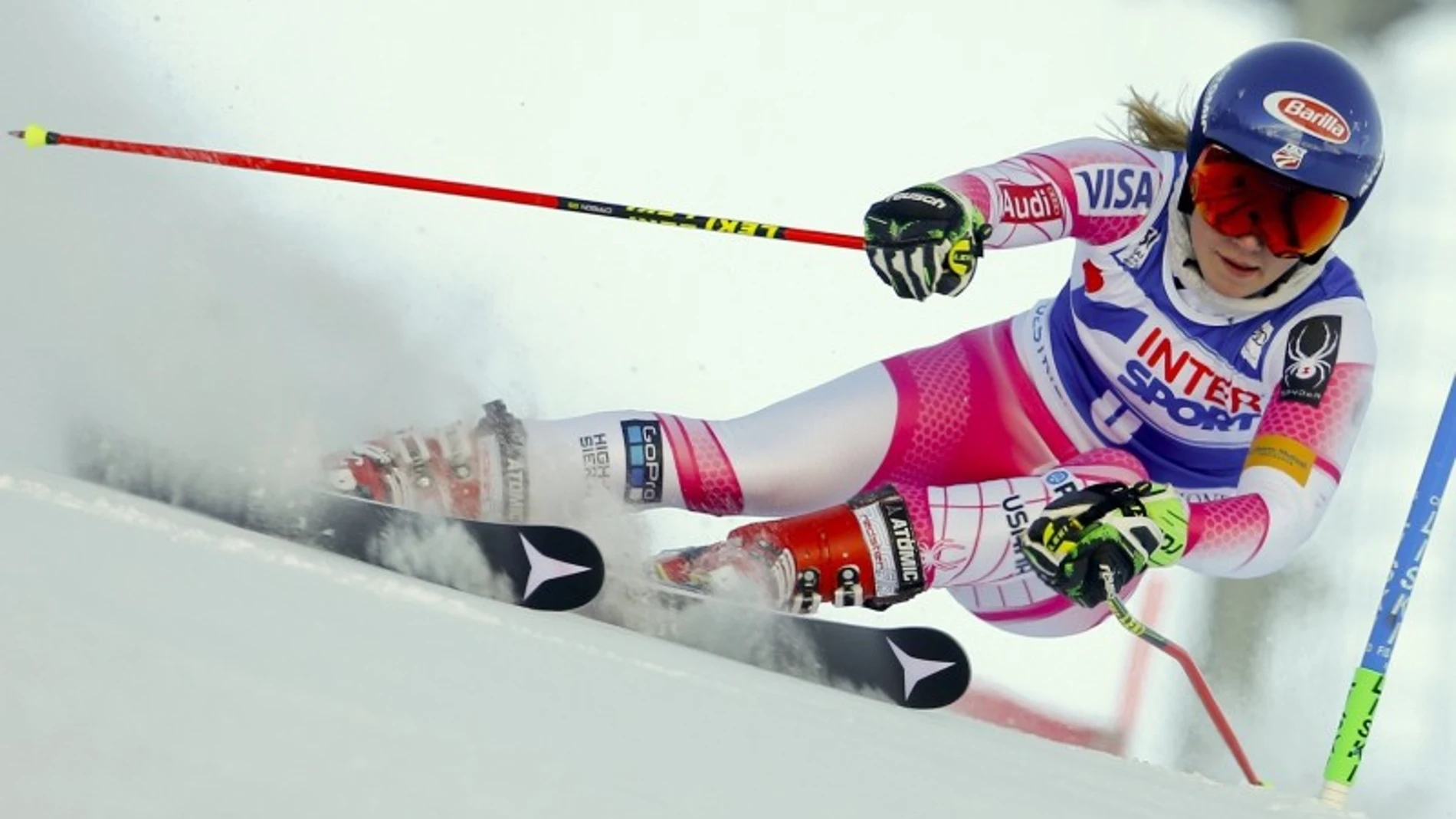 Mikaela Shiffrin durante la prueba de Slalom en Sestriere