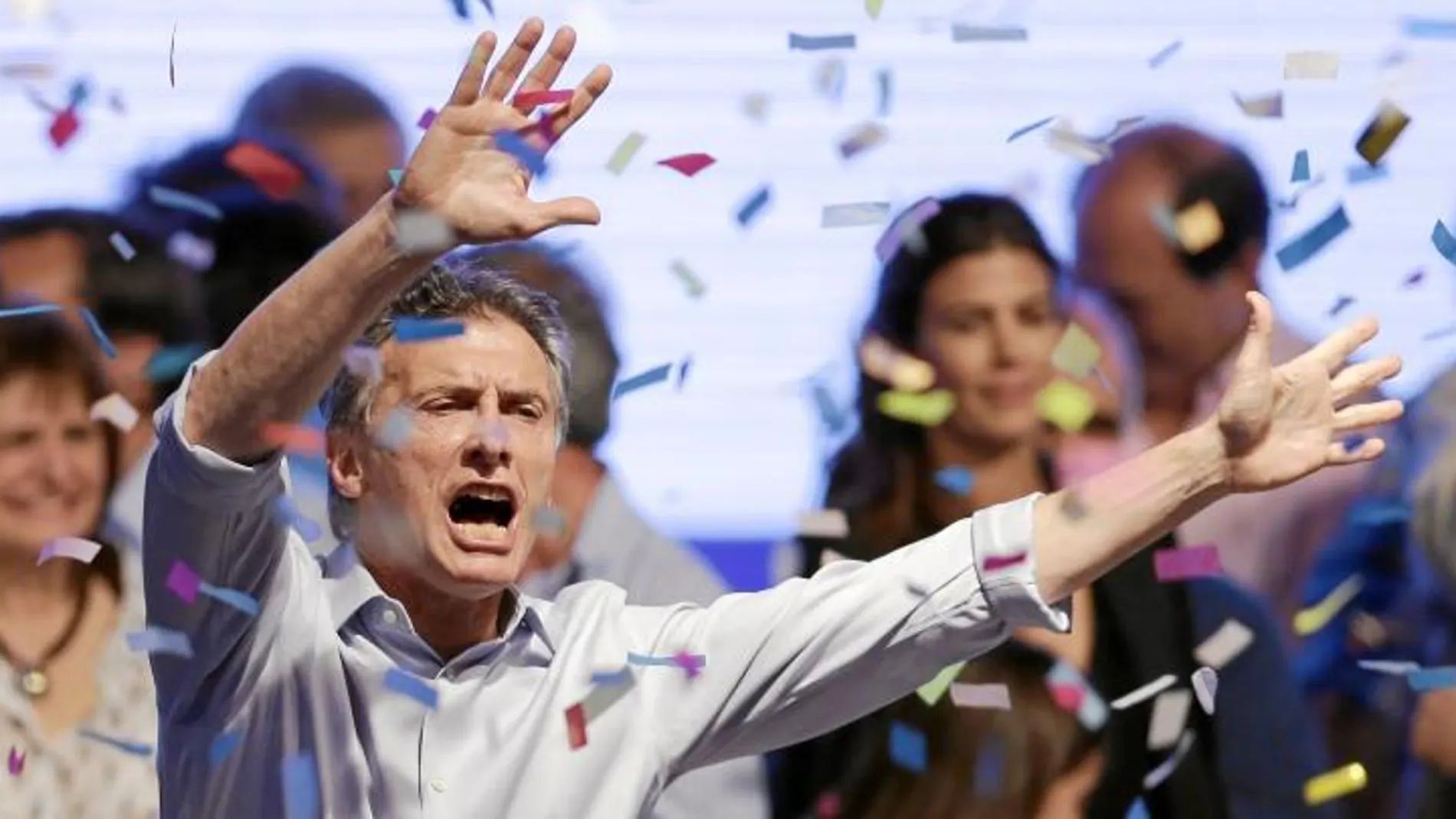El candidato de Cambiemos, Mauricio Macri, tras conocerse los resultados