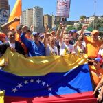 Imagen de la marcha pidiendo la libertad de Leopoldo López y en contra de Nicolás Maduro