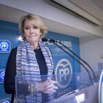Esperanza Aguirre en la rueda de prensa en la que ha anunciado su dimisión