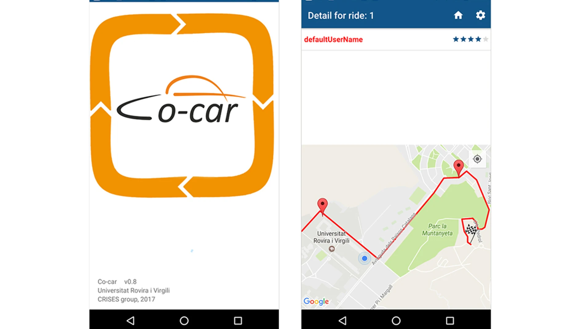 Capturas de pantalla de la aplicación Co-car