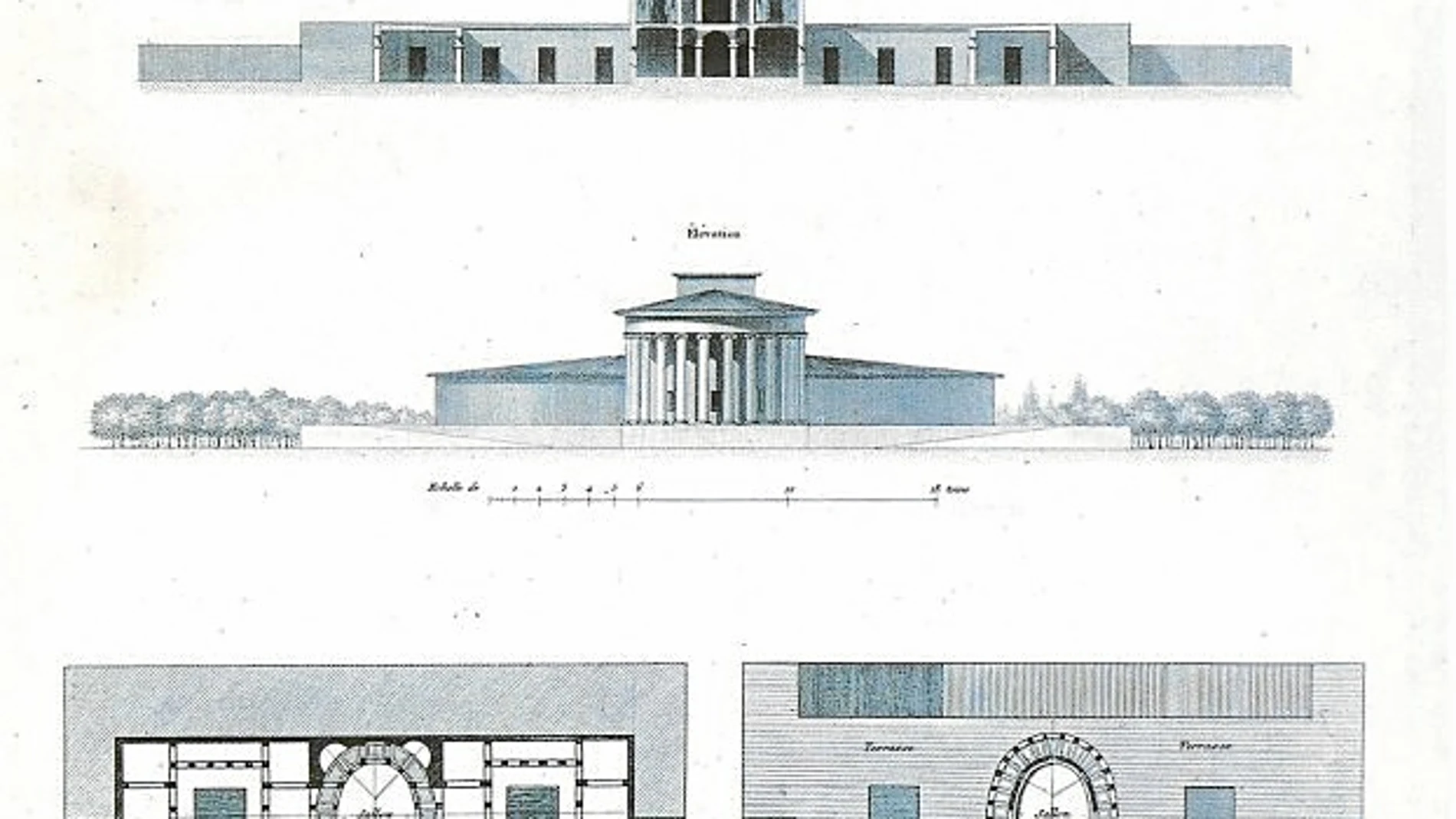 Imagen de fragmentos de un monumento griego, un proyecto de 1804 realizado por Ledoux