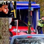 La Policía retira un vehículo sospechoso en la calle Tichelaarslaan de Utrecht (Holanda). En la imagen pequeña, el presunto autor del tiroteo. EFE/Robin Utrecht