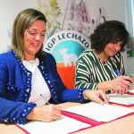 Milagros Marcos y Guadalupe Tejero firman un acuerdo de colaboración con la IGP Lechazo de Castilla y León.