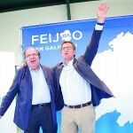 El presidente Herrera participa en un acto de las Elecciones Gallegas en apoyo de Alberto Núñez Feijóo.