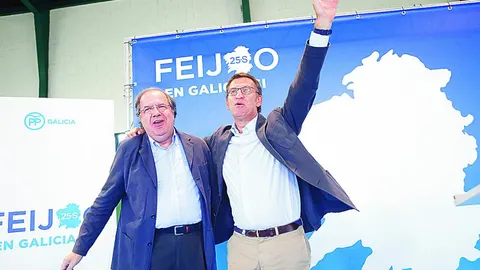 El presidente Herrera participa en un acto de las Elecciones Gallegas en apoyo de Alberto Núñez Feijóo.