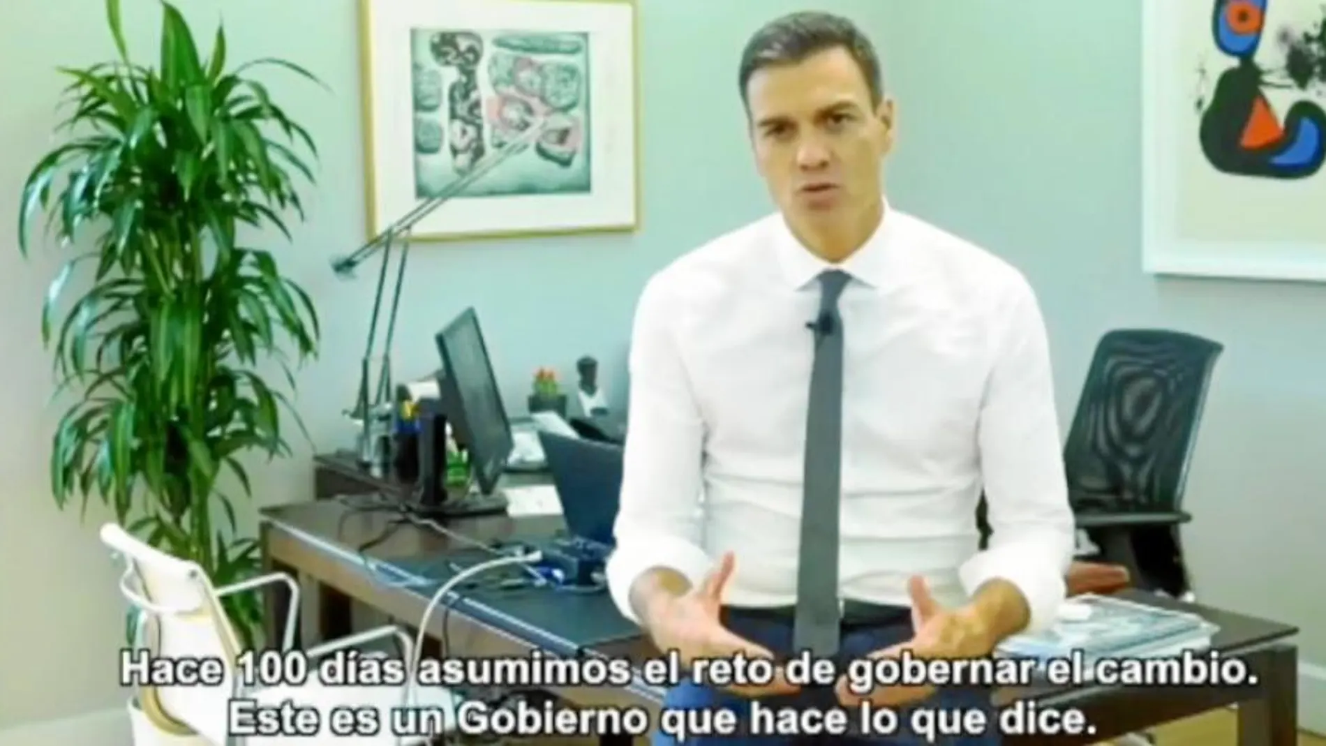 Pedro Sánchez, en un vídeo en el que repasó los 100 primeros días de la legislatura socialista