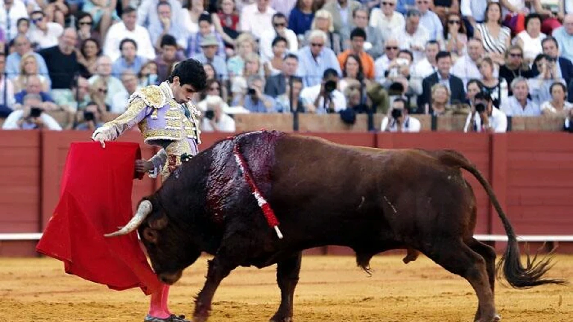 López Simón, en el primer festejo de la pasada Feria de San Miguel, en la Maestranza de Sevilla