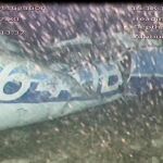 Parte del fuselaje del avión en el que viajaba Emiliano Sala