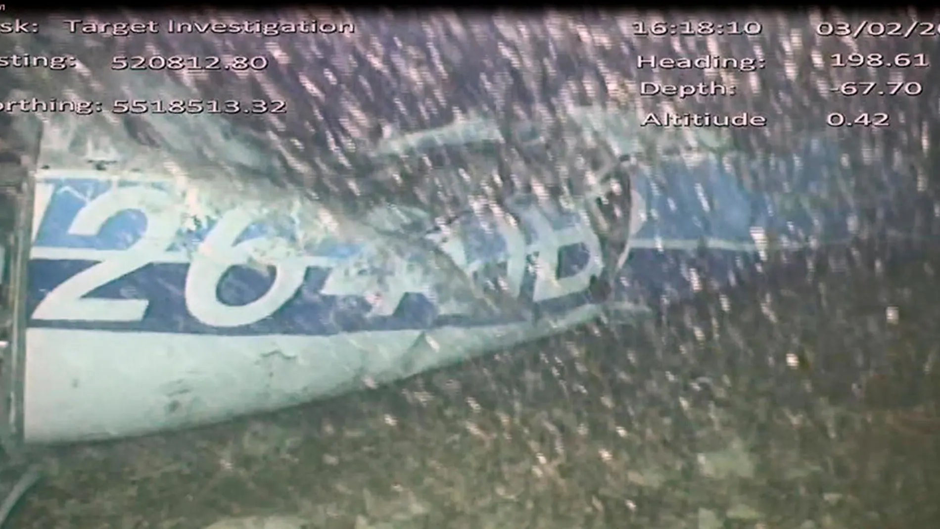 Parte del fuselaje del avión en el que viajaba Emiliano Sala