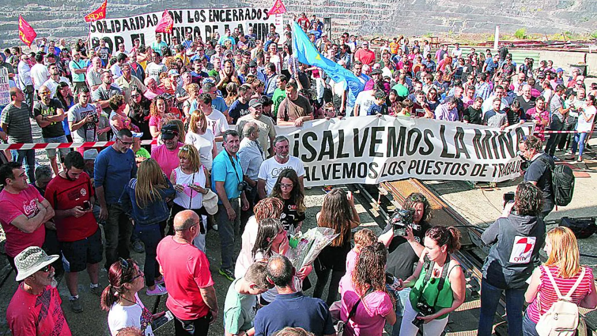 Protesta reciente por la defensa de la minería en las cuencas mineras leonesas.