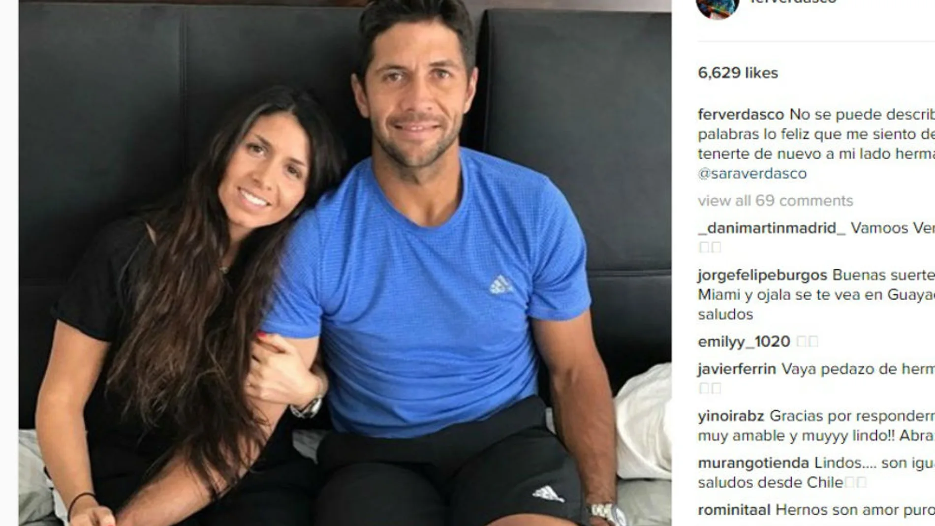 Sara y Fernando Verdasco se reencuentran en Miami (c) Instagram