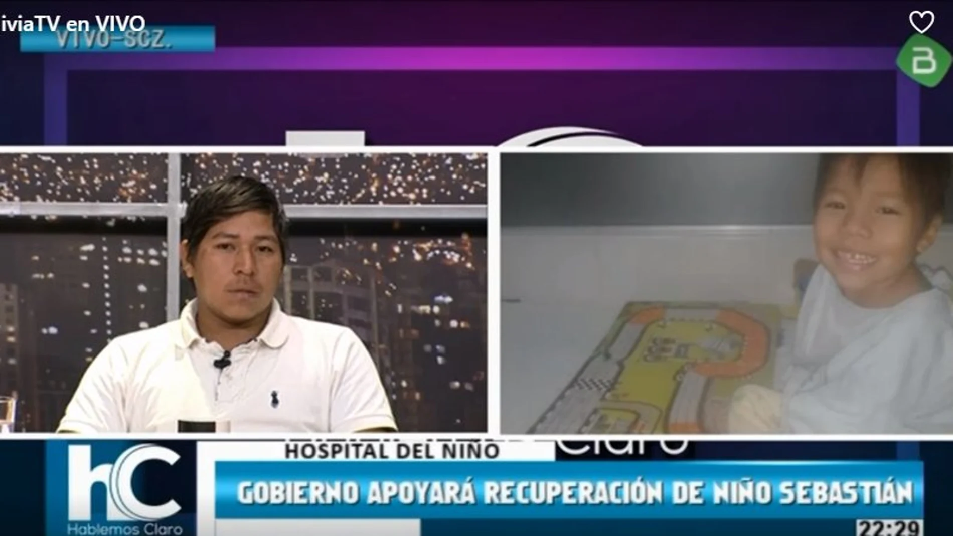 Ever Justiniano, padre de Sebastián, junto a una imagen del niño