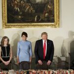Donald Trump y la primera dama, Melania durante el almuerzo inaugural