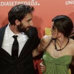 Los actores Dani Rovira y Clara Lago en la presentación de la película en Madrid
