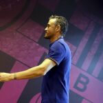 Luis Enrique, a su llegada a la rueda de prensa.