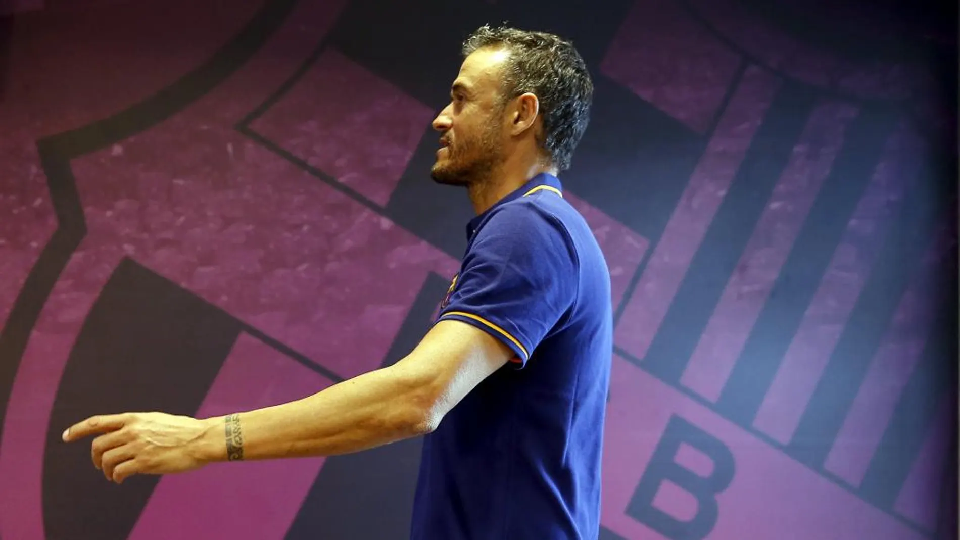 Luis Enrique, a su llegada a la rueda de prensa.