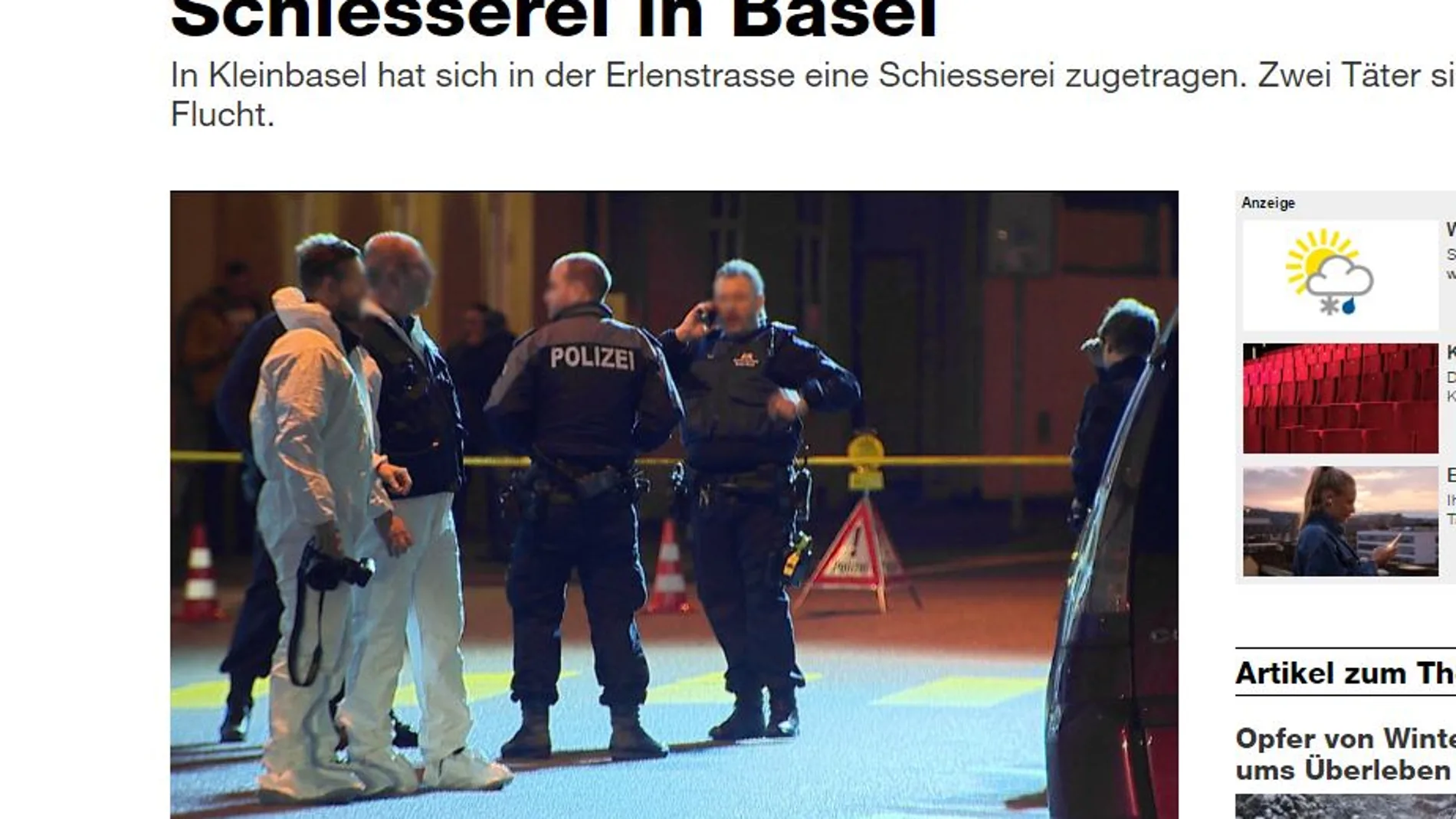 El diario Balser Zeitung informa del fatal tiroteo