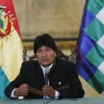 El presidente de Bolivia habla ante los medios en el Palacio de Gobierno