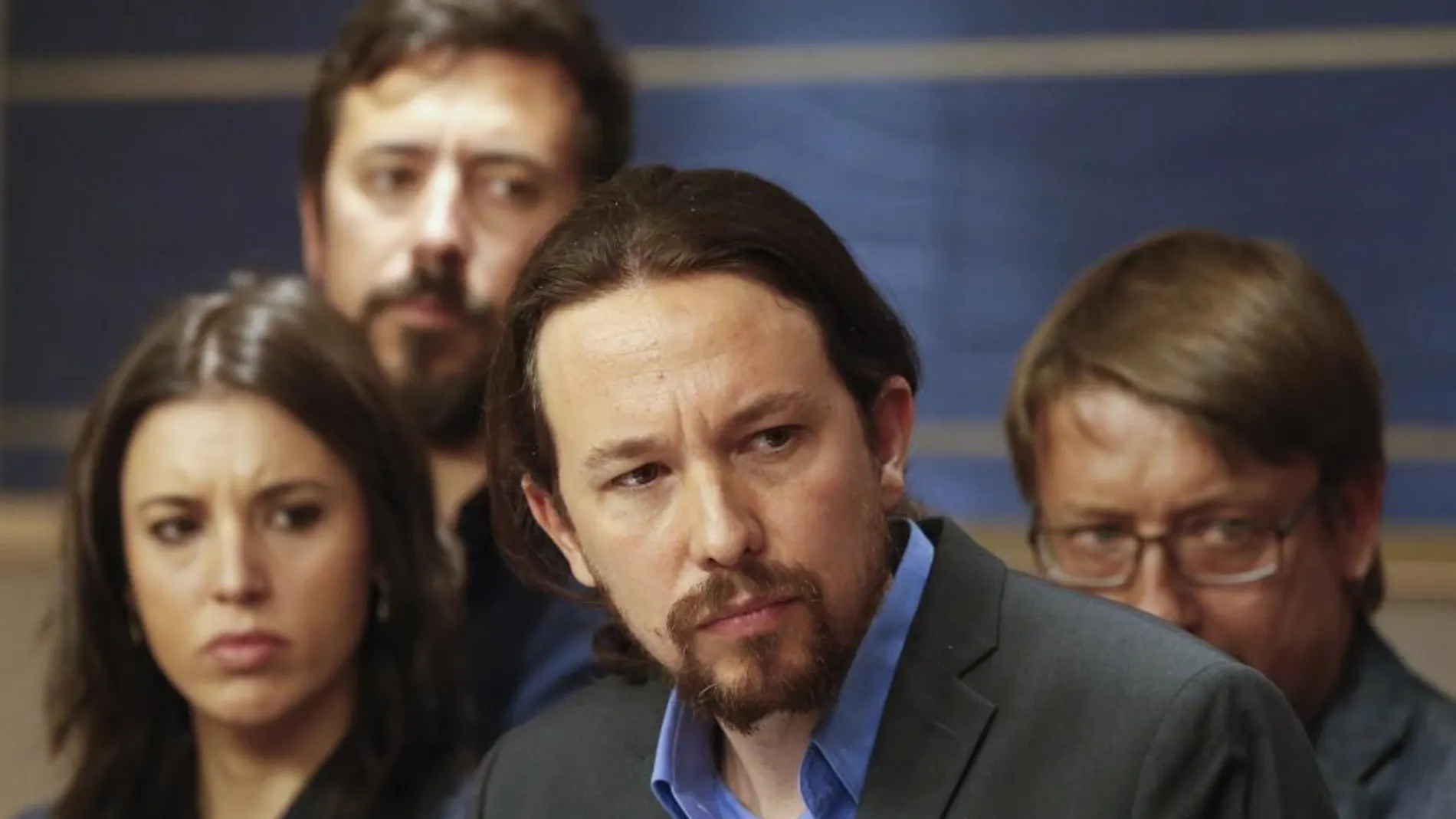 El líder de Podemos, Pablo Iglesias, durante su comparecencia en el Congreso