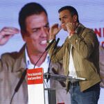 El secretario general del PSOE, Pedro Sánchez, durante el acto de inicio de campaña